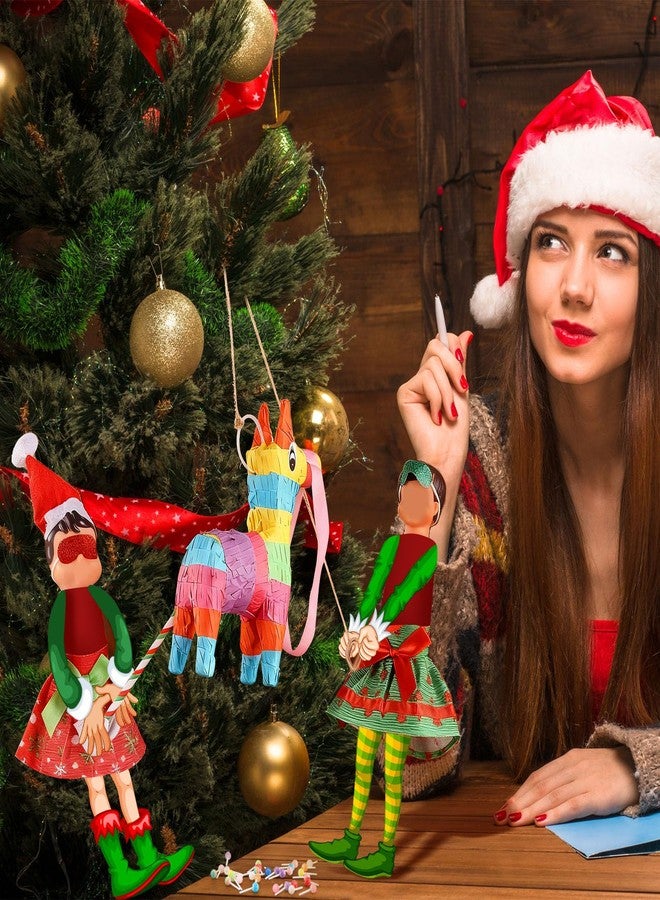 PullCrease 37 Pcs Christmas Doll Skirt and Accessories Set Christmas Doll Dresses Holiday Clothes Costume Mini with Pinata, Blindfold, Sticks, Mini Candy Miniatures for Xmas Party Decoration - Image 5